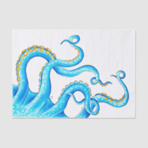 Papier Mousseline Blue Orange Tentacles