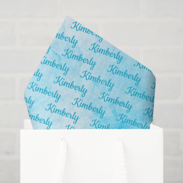 Papier Mousseline Blue Personalized Name (Sac cadeau)