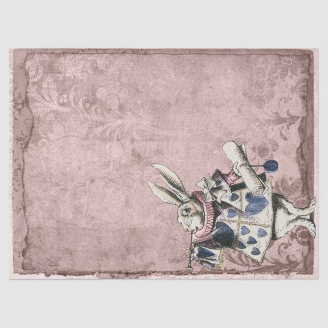Papier Mousseline Blue rose Herald White Rabbit Alice au pays des me (Recto)