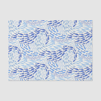 Papier Mousseline Blue Swimming Ocean Fish - Light