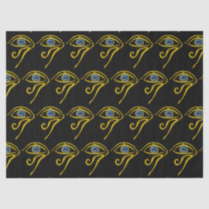 Papier Mousseline BLUE TALISMAN HORUS EYE Gold Black Motif égyptien
