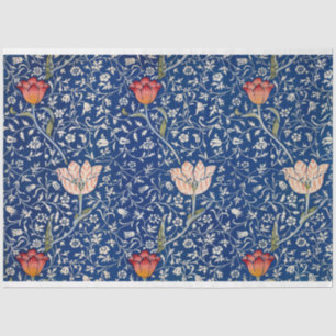 Papier Mousseline Blue Tulip Art Motif Design par William Morris