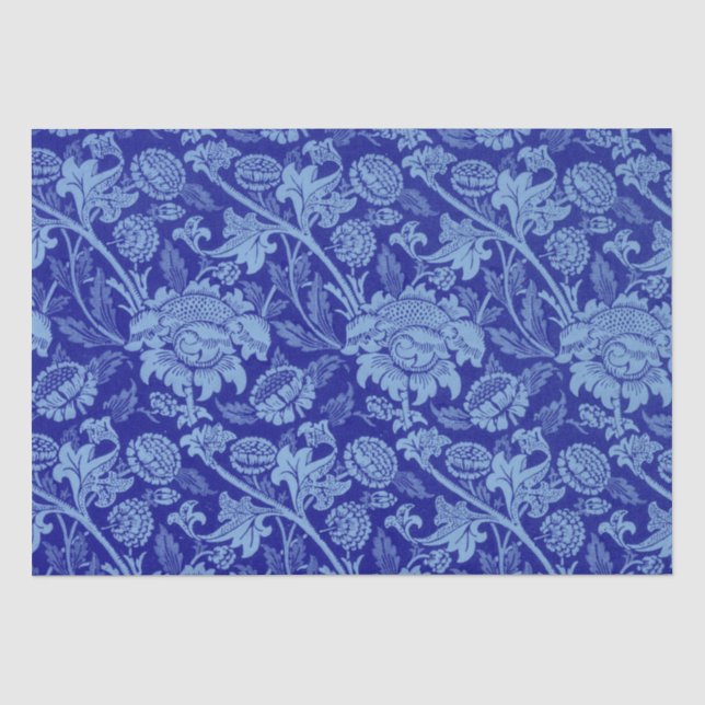 Papier Mousseline Blue Wey par William Morris (Recto)