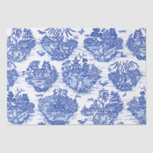 Papier Mousseline Blue Willow Animal Rabbit Renard Renard Oiseau Toi