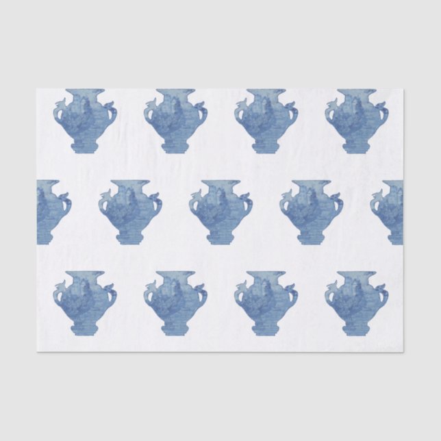 Papier Mousseline Blue Willow Chinoiserie Ginger Jars (Recto)