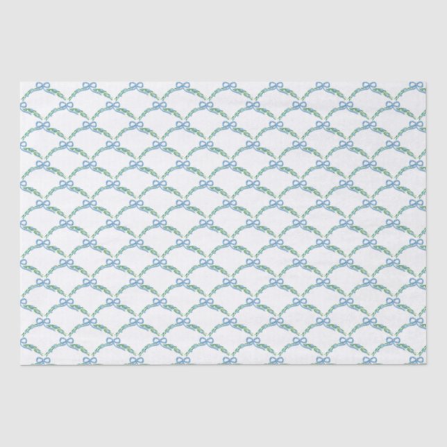 Papier Mousseline Blue Winter Coquette Coastale Bow Garland (Recto)