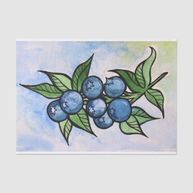 Papier Mousseline Blueberges d'aquarelle (Recto)