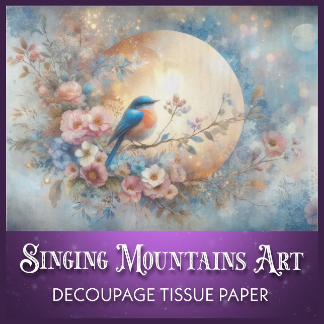 Papier Mousseline Bluebird et Gold Floral Decoupage (Créateur téléchargé)
