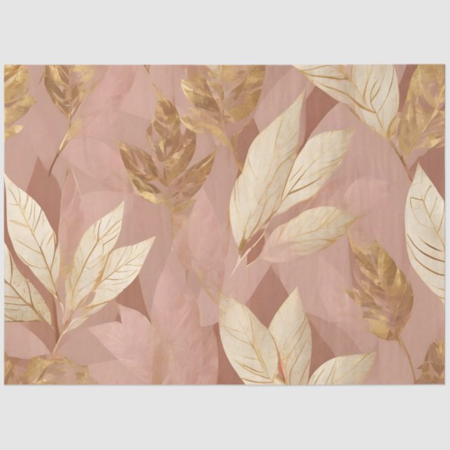 Papier Mousseline Blush Pink Gold Collection Feuille tendance Boho (Recto)