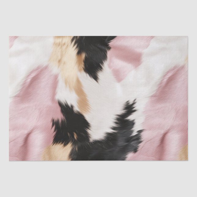 Papier Mousseline Blush Rose Blanc Or Noir Vachette Animal (Recto)
