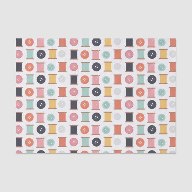 Papier Mousseline Bobines de fil et de motif de couture de boutons (Recto)