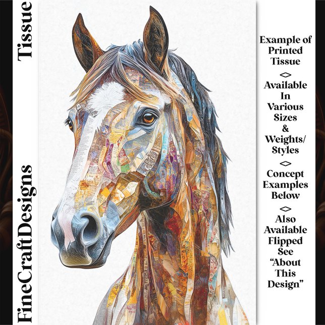 Papier Mousseline Bohême Collage Horse Portrait DE9L Découpage (Créateur téléchargé)