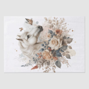Papier Mousseline Boho Aquarelle Floral Horse Tissu Papier