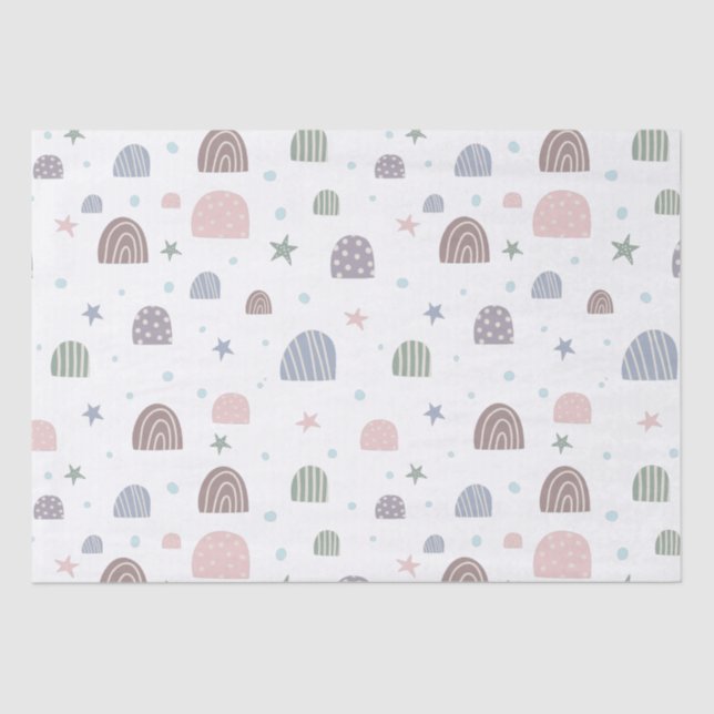 Papier Mousseline boho arc-en-ciel et étoiles mignon (Recto)