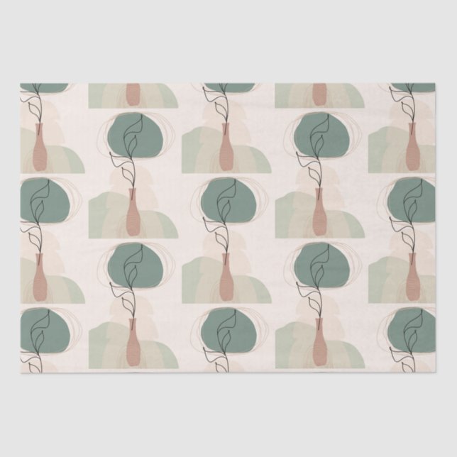 Papier Mousseline Boho Art Style Vase moderne Plante (Recto)