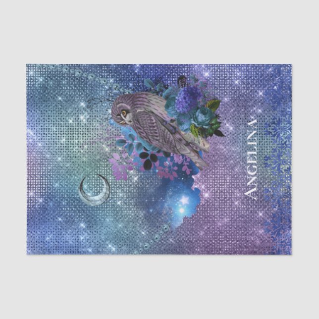 Papier Mousseline Boho Blue Purple Owen Moon (Recto)