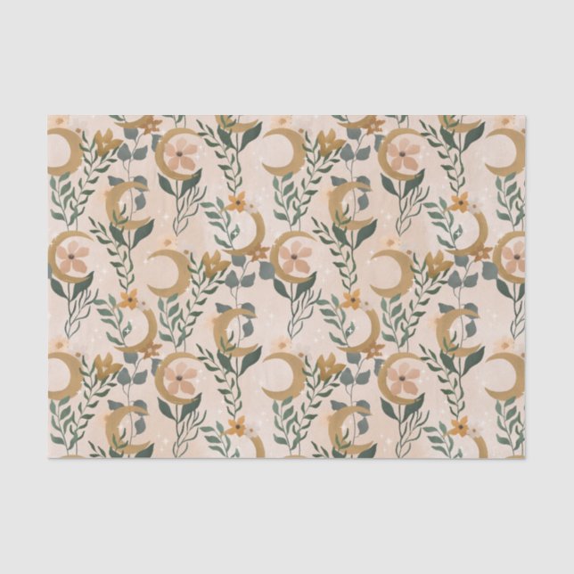 Papier Mousseline Boho Blush Green Botanon Fête des mariées (Recto)