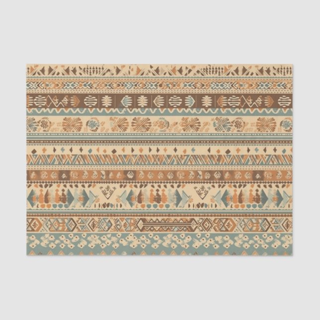 Papier Mousseline Boho Camel Brown Turquoise (Recto)