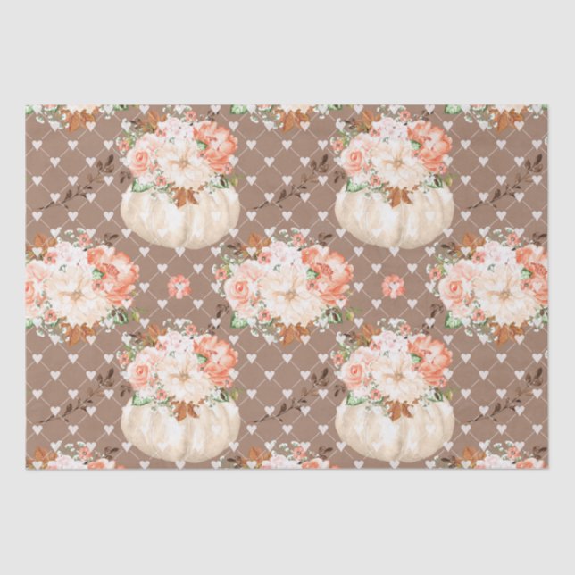 Papier Mousseline Boho citrouille coeurs fleurs (Recto)
