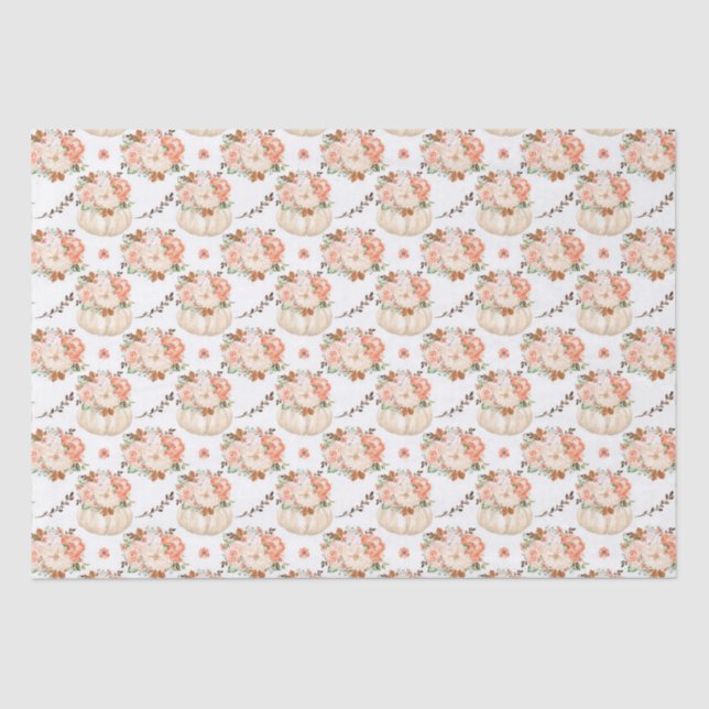 Papier Mousseline Boho citrouilles et motifs floraux (Recto)