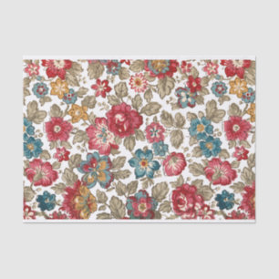 Papier Mousseline Boho coloré tendance Arrière - plan Floral-Blanc