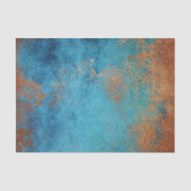 Papier Mousseline Boho Cuivre bleu rustique (Recto)