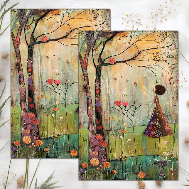PAPIER MOUSSELINE BOHO FILLE DE LA NATURE DECOUPAGE (BOHO NATURE GIRL DECOUPAGE TISSUE PAPER)