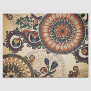 Papier Mousseline Boho Funky Trendy Retro Motif Abstrait