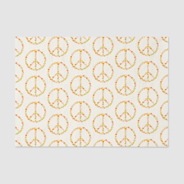 Papier Mousseline Boho Hippie Floral Paix Signal Motif en Jaune  (Recto)