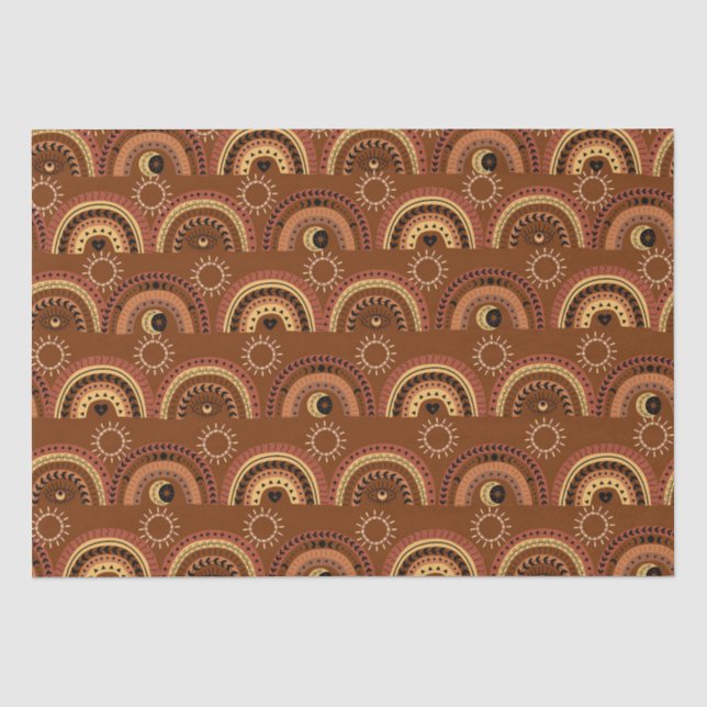 Papier Mousseline Boho Mystic Eye Rainbow Brown Arrière - plan (Recto)