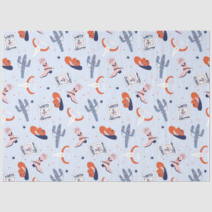 Papier Mousseline Boho Noël Occidental - Bleu