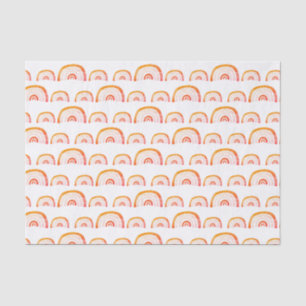 Papier Mousseline Boho Orange Watercolor motif arc-en-ciel
