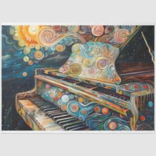 Papier Mousseline Boho Piano Peinture Découpage