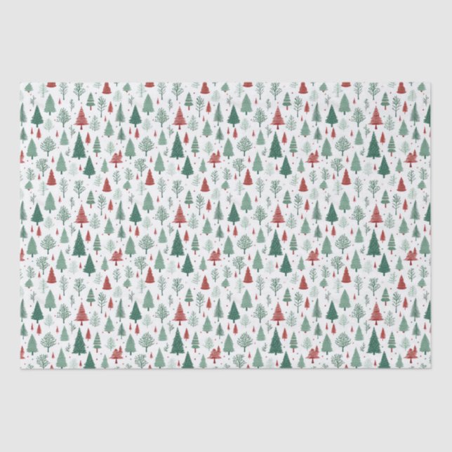 Papier Mousseline Boho Red Green Noël Arbres vacances (Recto)