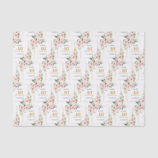Papier Mousseline Boho rose rose rousse rose parties scintillant or  (Recto)