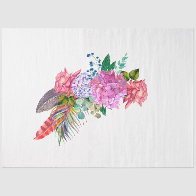 Papier Mousseline Boho Skull and Flowers Series Design 7 (Recto)