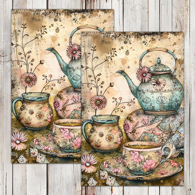 PAPIER MOUSSELINE BOHO TEA PARTY DECOUPAGE TISSUE PAPIER (BOHO TEA PARTY DECOUPAGE TISSUE PAPER)
