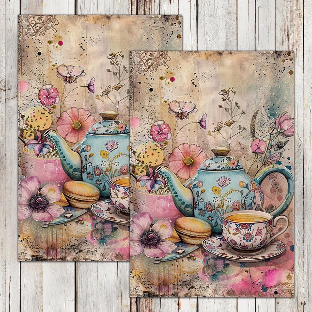 PAPIER MOUSSELINE BOHO TEA PARTY DECOUPAGE TISSUE PAPIER (BOHO TEA PARTY DECOUPAGE TISSUE PAPER)