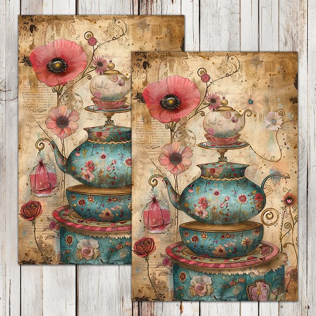 PAPIER MOUSSELINE BOHO TEA PARTY DECOUPAGE TISSUE PAPIER (BOHO TEA PARTY DECOUPAGE TISSUE PAPER)