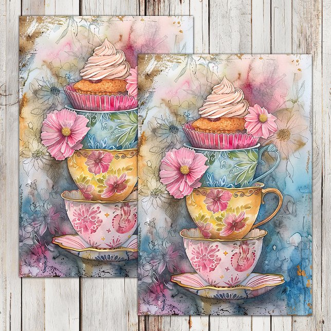 PAPIER MOUSSELINE BOHO TEA PARTY DECOUPAGE TISSUE PAPIER (BOHO TEA PARTY DECOUPAGE TISSUE PAPER)