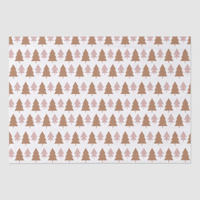 Papier Mousseline Boho Terracotta rose blanc Arbres de Noël Vacances (Recto)