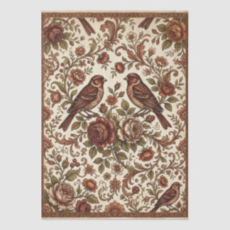 Papier Mousseline Boho Vintage Birds & Florals