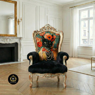 Papier Mousseline Boho Vintage Plumes florales Chat noir Découpage