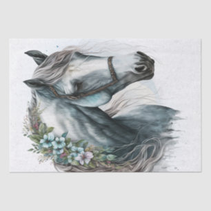 Papier Mousseline Boho Watercolor Floral Horse