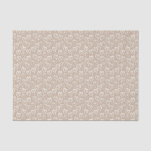 Papier Mousseline Boho white Sandy Hearts Tissu de Saint Valentin Pa