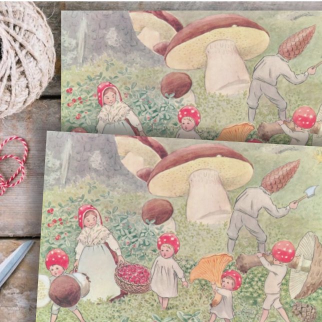 Papier Mousseline Bois Animaux et enfants Elsa Beskow (Créateur téléchargé)