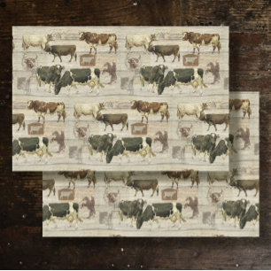 Papier Mousseline Bois de vache de ferme rustique Ferme Motif Découp