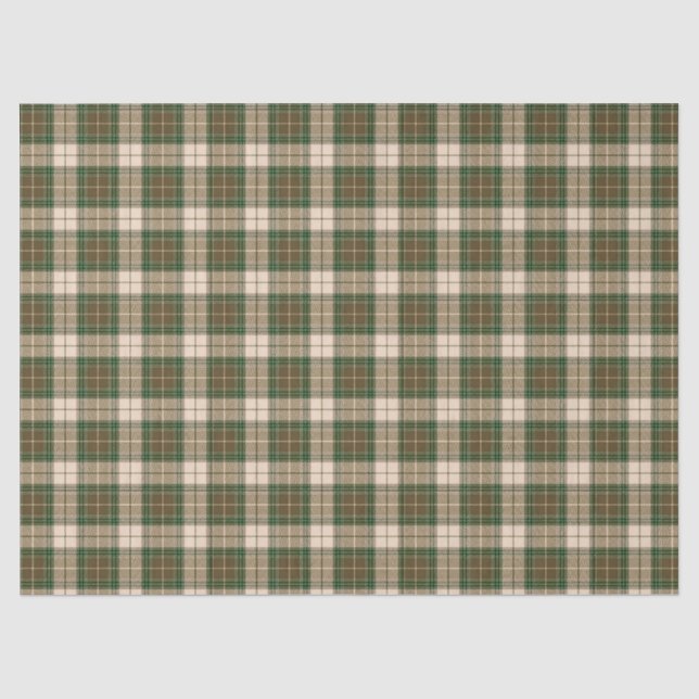 Papier Mousseline Boisson-bois vert plaid Beige Brown (Recto)