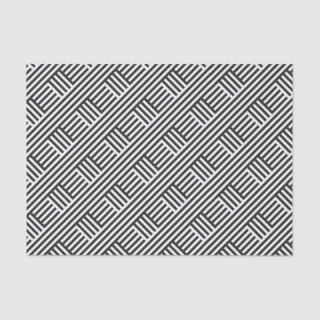 Papier Mousseline Boîtes diagonales noir et blanc à rayures (Recto)
