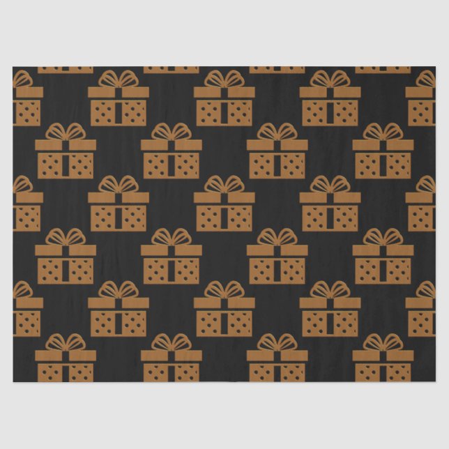 Papier Mousseline Boîtes et vaches cadeaux Black et Gold (Recto)